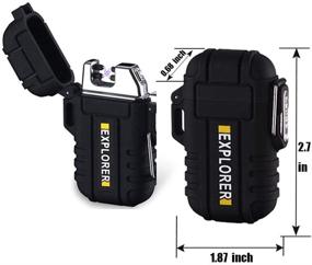 img 3 attached to 🔥 REM FACIO Waterproof Rechargeable USB Electric Lighter for Camping & Hiking | Outdoor Adventure, Survival Tactical Novelty Flameless Arc Lighter - Windproof, Light, and Portable (Black)