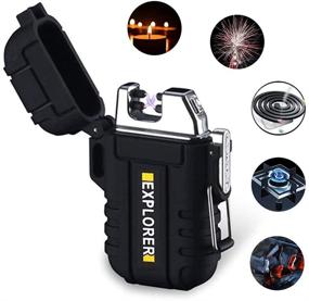 img 2 attached to 🔥 REM FACIO Waterproof Rechargeable USB Electric Lighter for Camping & Hiking | Outdoor Adventure, Survival Tactical Novelty Flameless Arc Lighter - Windproof, Light, and Portable (Black)