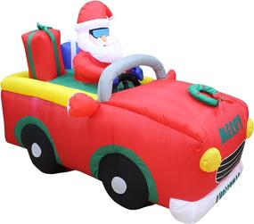 img 4 attached to 🎅 6ft Christmas Inflatable Santa Claus Riding Red Car with Gift Boxes - LED Lights Outdoor Indoor Holiday Decor, Blow up Lighted Yard Decorations, Lawn Inflatables for Home Family Outside