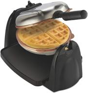 🧇 hamilton beach 26031 belgian waffle maker: removable nonstick plates, single flip, ceramic grids, black логотип