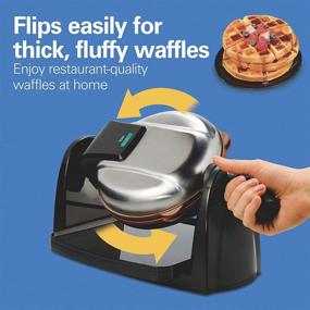 img 3 attached to 🧇 Hamilton Beach 26031 Belgian Waffle Maker: Removable Nonstick Plates, Single Flip, Ceramic Grids, Black