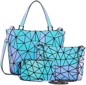 img 4 attached to Stylish Geometric Luminous Crossbody Bags 👜 & Wallets for Women - Holographic Reflective Design