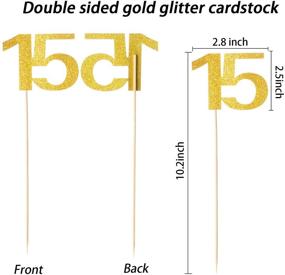 img 3 attached to 🎉 Sparkling 15th Birthday Glitter Centerpiece Sticks - Double Sided Gold Table Toppers & Cake Topper Picks for Anniversary Party and Decorations (12 Pieces)