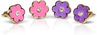 🌸 hand painted flower stud earrings set - includes pink and purple floral stud earrings for sensitive ears | 18k gold plated logo