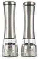 adjustable ceramic rotor electric salt and pepper grinder set - battery powered 🧂 mill shakers with ergonomic stainless steel design, coarse to fine grind, and built-in led light logo