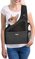 slowton pet dog sling carrier: hands-free papoose for small animals up to 6 lbs - travel bag tote with breathable mesh, hard bottom, and adjustable padded strap logo