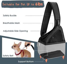 img 3 attached to SlowTon Pet Dog Sling Carrier: Hands-Free Papoose for Small Animals up to 6 lbs - Travel Bag Tote with Breathable Mesh, Hard Bottom, and Adjustable Padded Strap