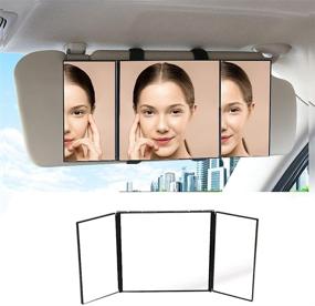 img 4 attached to Tri-Fold HD Car Visor Vanity Mirror by Rikivt - Foldable Multi-Angle Design for Enhanced Car Vision