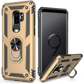 img 4 attached to Protective Gold Phone Case for Samsung Galaxy S9 Plus - Military Grade, 16ft Drop Test, Magnetic Kickstand, Car Mount Holder Compatible