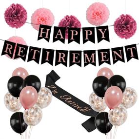 img 4 attached to 🌹 Rose Gold Retirement Party Decorations for Women - Happy Retirement Banner, Officially Retired Sash, Confetti Balloons - Ideal Supplies for Women's Retirement Celebration