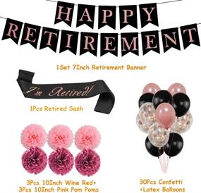 img 3 attached to 🌹 Rose Gold Retirement Party Decorations for Women - Happy Retirement Banner, Officially Retired Sash, Confetti Balloons - Ideal Supplies for Women's Retirement Celebration