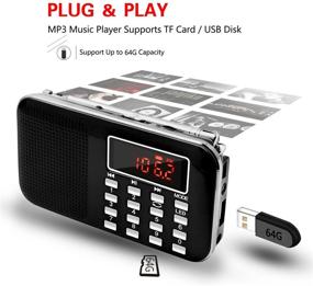 img 3 attached to 📻 LEFON Mini Digital AM FM Radio Media Speaker MP3 Music Player - Black-Upgraded Version