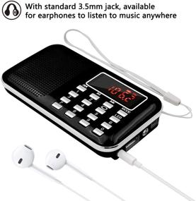 img 2 attached to 📻 LEFON Mini Digital AM FM Radio Media Speaker MP3 Music Player - Black-Upgraded Version