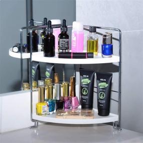 img 2 attached to Silver Stackable 2-Tier Corner Storage Shelf Organizer for Cosmetics, Bathroom, Kitchen, Countertop, Vanity