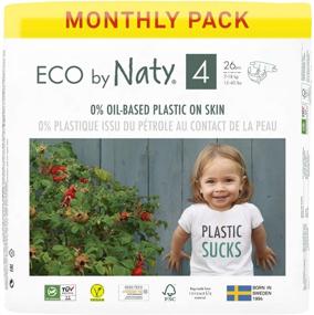 img 4 attached to 🌱 Eco by Naty Size 4 Baby Diapers: Plant-based, 156 Ct, Oil Plastic-Free on Skin, 1 Month Supply