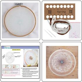 img 1 attached to 🧵 Полные наборы вышивания для начинающих: BENBO Creative Dandelion Hand Embroidery Cross Stitch Needlepoint Crafts с цветной схемой на ткани, бамбуковым кольцом, нитками и инструментами.