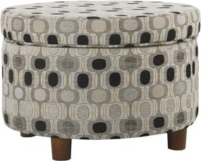 img 3 attached to 👌 Stylish Black Geo Upholstered Storage Ottoman by HomePop - Versatile and Functional!