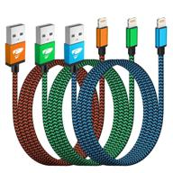 🔌 high-quality iphone charger cord 3ft 3pack - mfi certified lightning cable for fast charging - durable nylon braided - compatible with iphone 13 pro, 12 pro, 11 pro, and more - multicolor logo