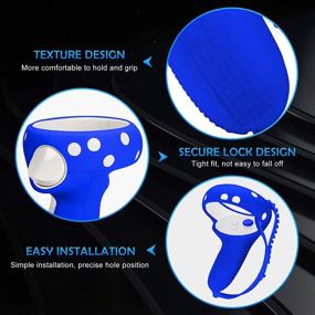 img 3 attached to 🔵 Premium Silicone Touch Controller Grip Cover for Oculus Quest 2 - Full Ring Protection with Adjustable Anti-Throw Backhand Strap and Wrist Hand - Blue (2021 Edition)