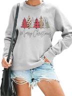 🎄 elegexy christmas leopard t shirt for women: festive holiday blouse with piald trees print and casual long sleeves logo