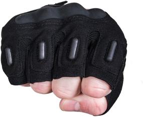 img 1 attached to TitanOPS Fingerless Hard Knuckle Military Tactical Gloves for Motorcycle, Combat Training, Army Shooting & Outdoor Activities