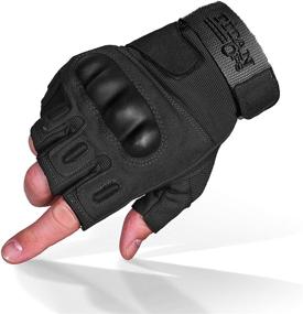 img 4 attached to TitanOPS Fingerless Hard Knuckle Military Tactical Gloves for Motorcycle, Combat Training, Army Shooting & Outdoor Activities