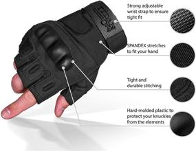 img 3 attached to TitanOPS Fingerless Hard Knuckle Military Tactical Gloves for Motorcycle, Combat Training, Army Shooting & Outdoor Activities