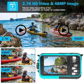 img 3 attached to 📷 Premium Underwater Camera: Full HD 2.7K Waterproof Camera | 48MP Dual Screen, 16X Zoom, Self-Timer (WP01)