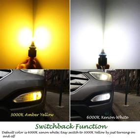 img 3 attached to ALLA Lighting H8 H9 H11 LED Switchback Fog Lights: High & Low Beam Conversion Kits, DRL, Dual Color 6000K White/3200K Yellow - 12V H16 H8LL H11LL H965W, Super Bright 8000 Lumens