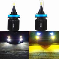 alla lighting h8 h9 h11 led switchback fog lights: high & low beam conversion kits, drl, dual color 6000k white/3200k yellow - 12v h16 h8ll h11ll h965w, super bright 8000 lumens logo