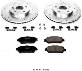 img 1 attached to Улучшенная производительность: набор тормозных колодок Power Stop K2410 Front Z23 из карбонового волокна с сверлеными и нарезанными тормозными роторами.