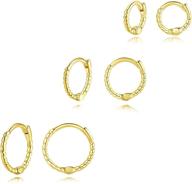 💎 14k gold plated hypoallergenic hoop earrings and cartilage nose ring set - 3 pairs for women, men, and teen girls (8mm-12mm) logo