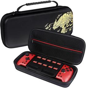 img 4 attached to Hori Split Pad Pro Case - Portable Hard Shell Carrying Bag with Monster Hunter Rise Pattern & 10 Game Card Slots for Nintendo Switch Split Pad Pro Controller - Black