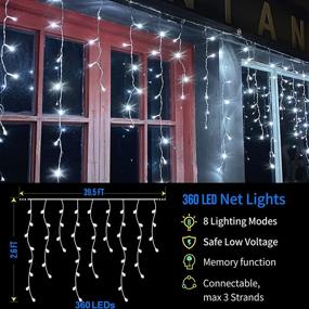 img 1 attached to 🎄 Christmas Decorations Lights Outdoor: 29.8ft 360 LED Icicle Lights - 8 Modes, Holiday Twinkle Lights for Christmas Party (White)