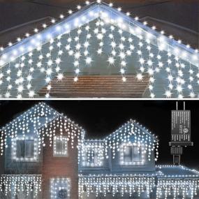 img 4 attached to 🎄 Christmas Decorations Lights Outdoor: 29.8ft 360 LED Icicle Lights - 8 Modes, Holiday Twinkle Lights for Christmas Party (White)