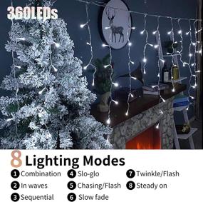 img 3 attached to 🎄 Christmas Decorations Lights Outdoor: 29.8ft 360 LED Icicle Lights - 8 Modes, Holiday Twinkle Lights for Christmas Party (White)