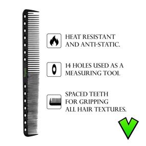 img 3 attached to 🔥 Профессиональный углеродно-волоконный гребень Veeta - антистатический, термостойкий и химически стойкий - различные стили: крысиный хвост, стайлинг, широкозубый, волновой гребень - черный (гребень для стайлинга включен)