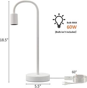 img 2 attached to 🔦 Oneach Industrial LED Desk Lamp - UL Certified White 18.5" Metal Nightstand Table Lamp for Living Room Bedroom (Bulb Not Included)