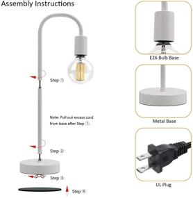 img 1 attached to 🔦 Oneach Industrial LED Desk Lamp - UL Certified White 18.5" Metal Nightstand Table Lamp for Living Room Bedroom (Bulb Not Included)