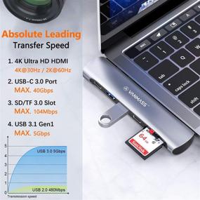 img 1 attached to 🔌 VANMASS [2021 Upgraded] USB C Hub Adapter: 7-in-2, 40Gb/s Data Transfer, Thunderbolt 3, USB 3.0, SD/TF Card Reader - MacBook Pro/Air Compatible