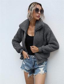 img 2 attached to Jacket Casual Shearling Outwear Pockets Women's Clothing in Coats, Jackets & Vests