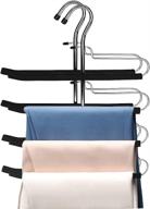 👖 non slip pants hangers with 4 layers for space saving - stainless steel multi functional pants rack and heavy duty wardrobe organizer for trousers, jeans, skirts, scarves, ties - set of 2 packs logo