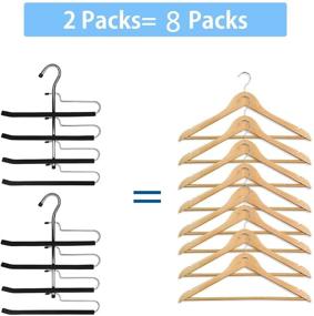 img 2 attached to 👖 Non Slip Pants Hangers with 4 Layers for Space Saving - Stainless Steel Multi Functional Pants Rack and Heavy Duty Wardrobe Organizer for Trousers, Jeans, Skirts, Scarves, Ties - Set of 2 Packs