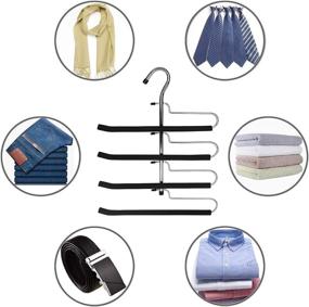 img 1 attached to 👖 Non Slip Pants Hangers with 4 Layers for Space Saving - Stainless Steel Multi Functional Pants Rack and Heavy Duty Wardrobe Organizer for Trousers, Jeans, Skirts, Scarves, Ties - Set of 2 Packs