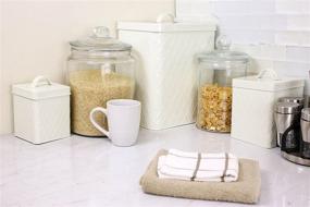 img 2 attached to Ivory/Copper Home Basics Biscuits Tin Canister - One Size, Stylish & Functional