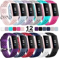 12-pack of waterproof and durable tpu breathable wristbands – compatible with fitbit charge 4 and fitbit charge 3, getino sport bands for men and women, small size, with air holes – replacement straps logo