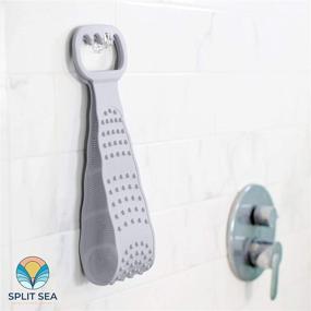 img 2 attached to Revitalize Your Shower Experience with the Dual-Sided Silicone Bath Body Brush - Exfoliate, Cleanse, and Massage for Smooth, Acne-Free Skin - 27.5 Inch Back Scrubber in Stringray Gray