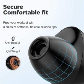 img 1 attached to Беспроводные наушники Bluetooth с микрофоном – стереозвонки, дополнительный бас, сенсорное управление, 35 часов воспроизведения – идеально для тренировок (в комплекте зарядный футляр) – черные.