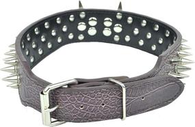 img 1 attached to 🐶 Downtown Pet Supply 2" Wide Large Premium Leather Studded Dog Collars: Heavy Duty, Big Spiked Collar in Red, Black, and Brown