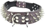 🐶 downtown pet supply 2" wide large premium leather studded dog collars: heavy duty, big spiked collar in red, black, and brown logo